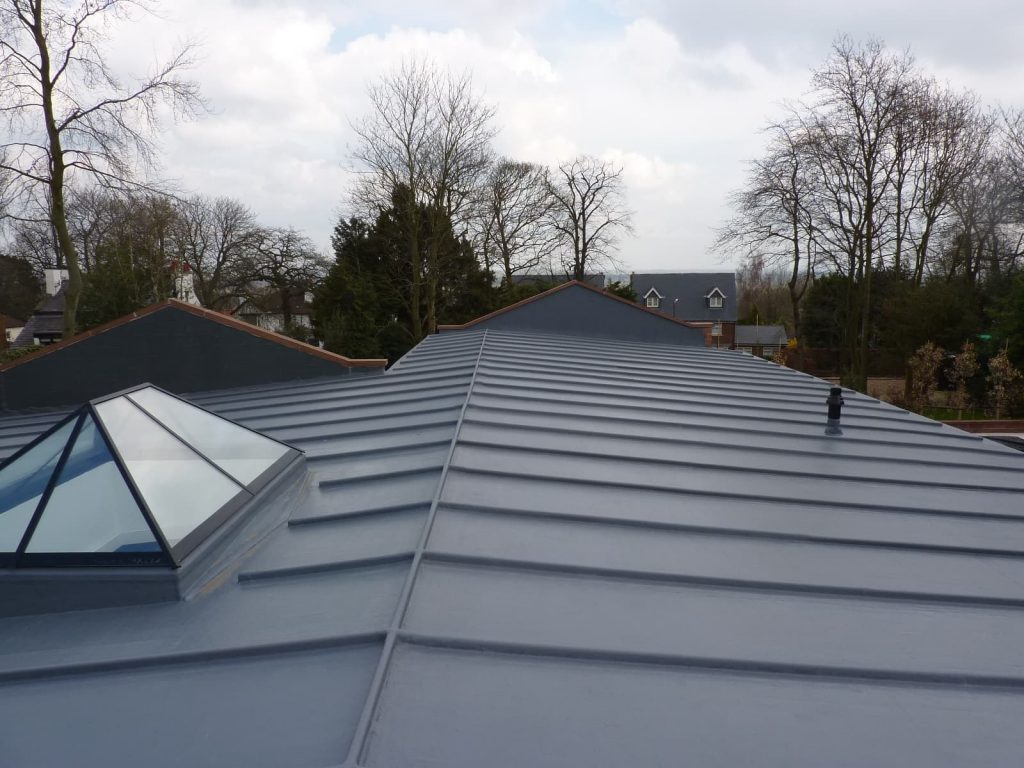 Large fibreglass roof with a roof lantern