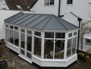 Large orangery with a new fibreglass roof